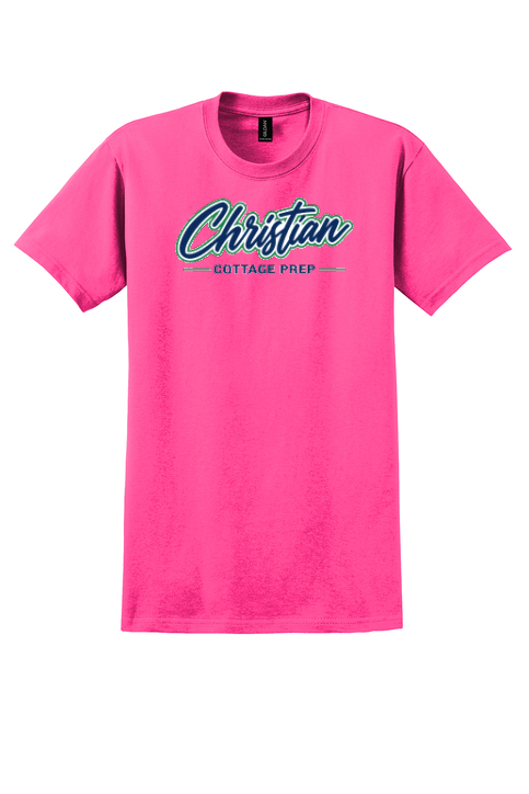 Christian Cottage Prep Script Logo Full Chest T-Shirt