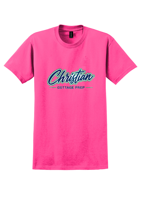 Christian Cottage Prep Script Logo Full Chest T-Shirt