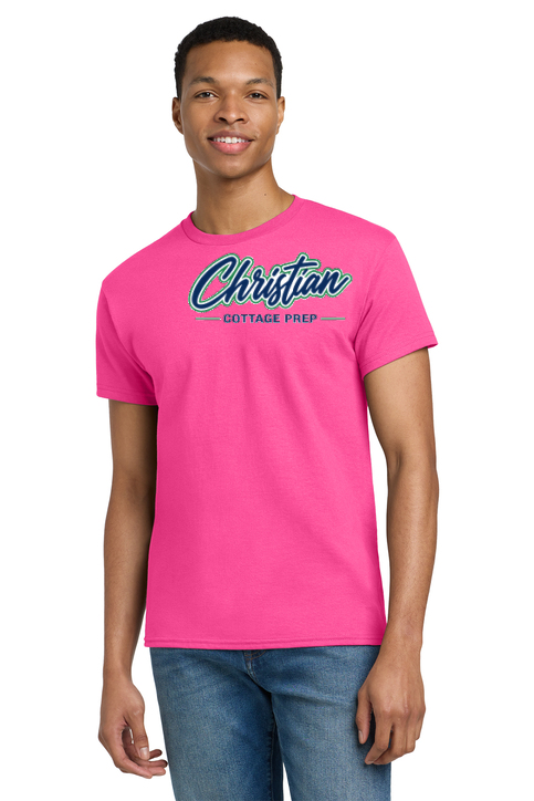Christian Cottage Prep Script Logo Full Chest T-Shirt