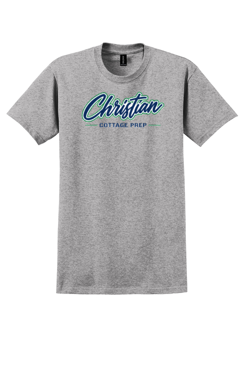Christian Cottage Prep Script Logo Full Chest T-Shirt