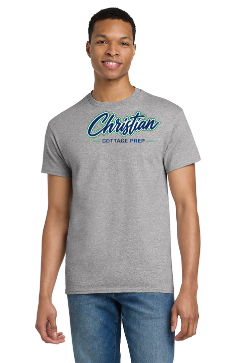 Christian Cottage Prep Script Logo Full Chest T-Shirt