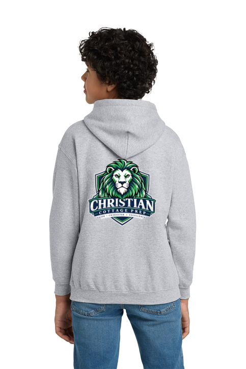 Christian Cottage Prep Youth Logo Full Chest Two Sided Hooded Sweatshirt