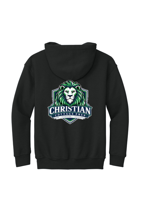 Christian Cottage Prep Youth Logo Full Chest Two Sided Hooded Sweatshirt