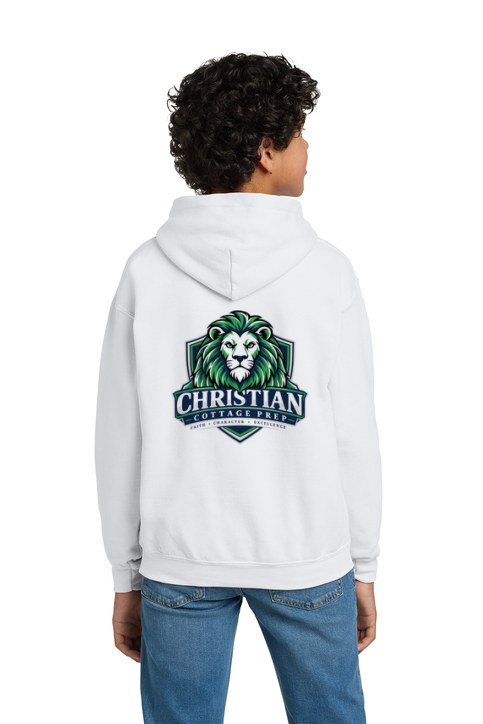 Christian Cottage Prep Youth Logo Full Chest Two Sided Hooded Sweatshirt