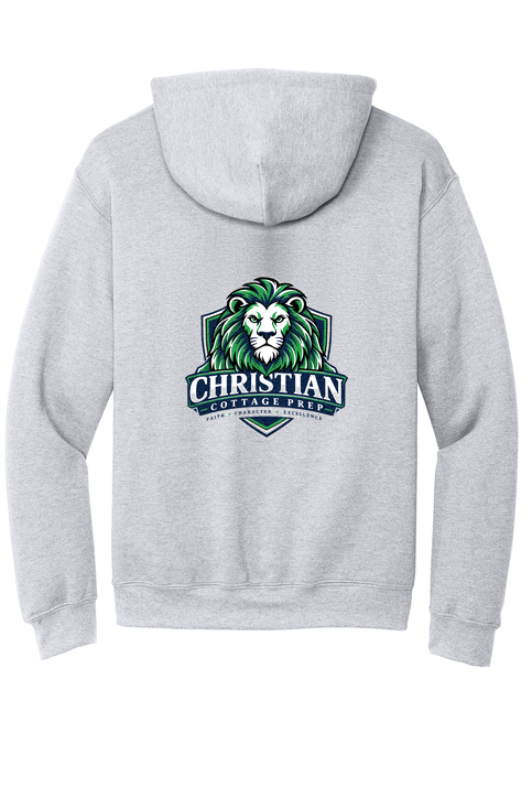 Christian Cottage Prep Logo Left Chest Front / Full Back Hooded Sweatshirt