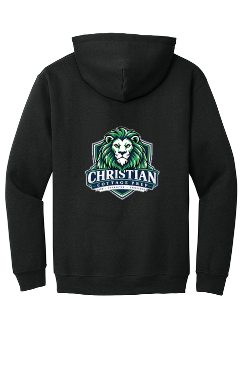 Christian Cottage Prep Logo Left Chest Front / Full Back Hooded Sweatshirt
