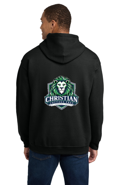 Christian Cottage Prep Logo Left Chest Front / Full Back Hooded Sweatshirt