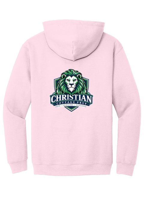 Christian Cottage Prep Logo Left Chest Front / Full Back Hooded Sweatshirt