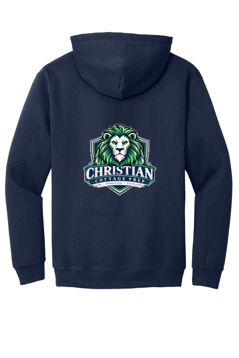 Christian Cottage Prep Logo Left Chest Front / Full Back Hooded Sweatshirt