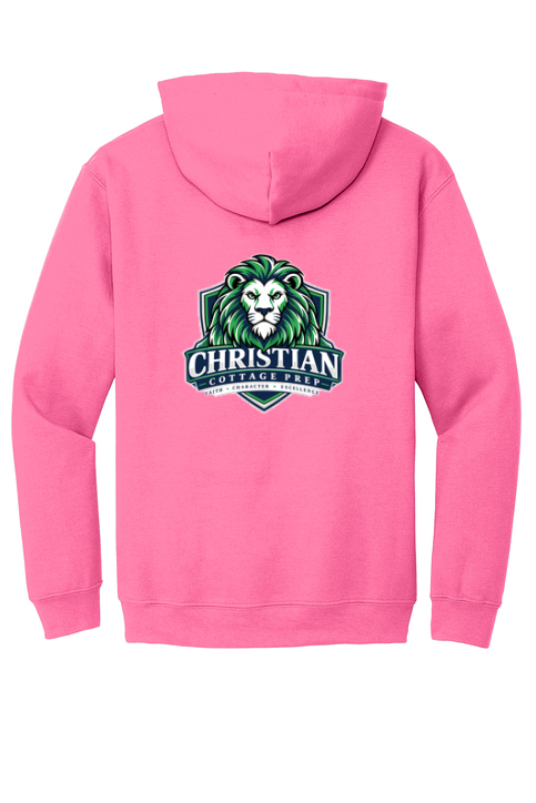 Christian Cottage Prep Logo Left Chest Front / Full Back Hooded Sweatshirt