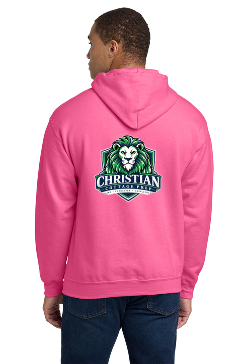 Christian Cottage Prep Logo Left Chest Front / Full Back Hooded Sweatshirt