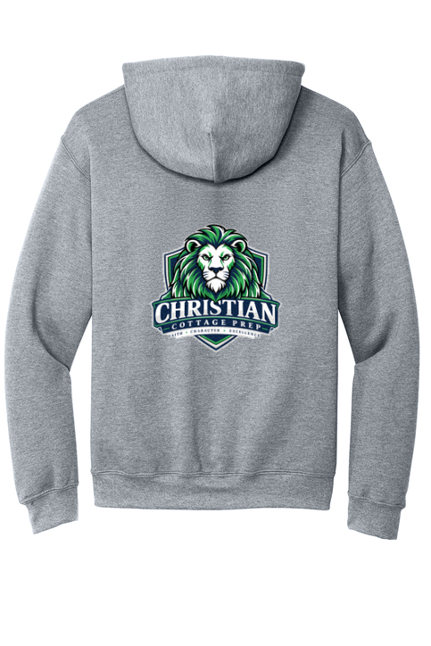 Christian Cottage Prep Logo Left Chest Front / Full Back Hooded Sweatshirt