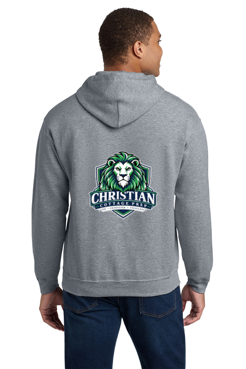 Christian Cottage Prep Logo Left Chest Front / Full Back Hooded Sweatshirt