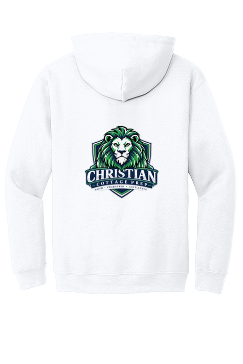 Christian Cottage Prep Logo Left Chest Front / Full Back Hooded Sweatshirt