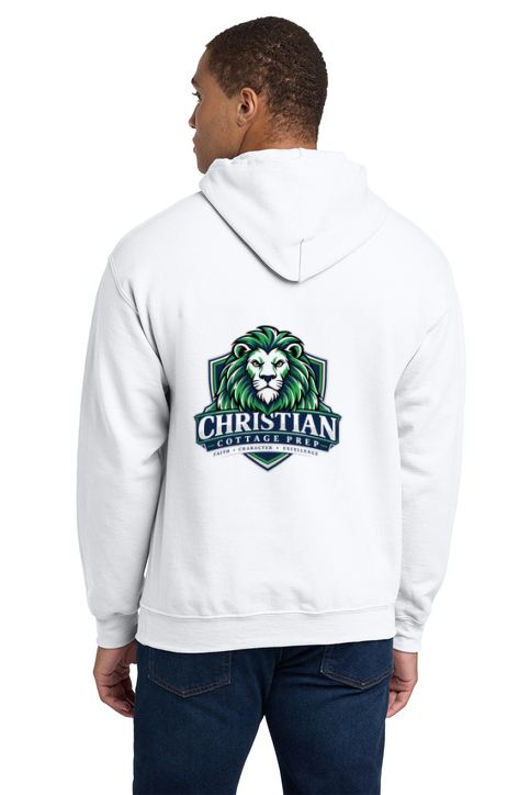 Christian Cottage Prep Logo Left Chest Front / Full Back Hooded Sweatshirt