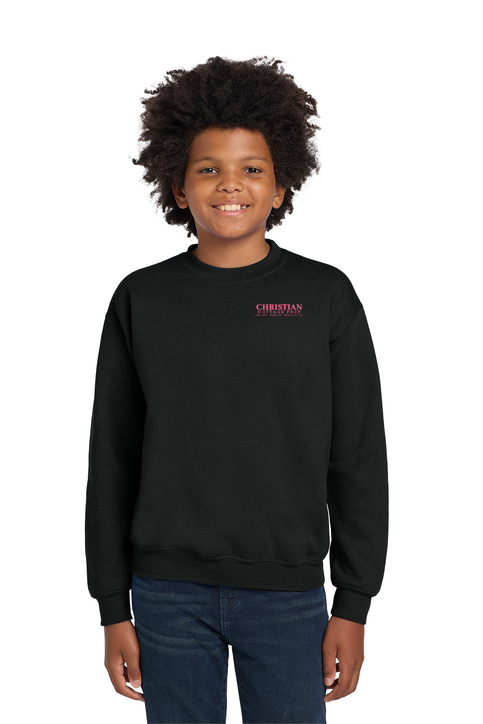 Christian Cottage Prep Youth Pink Logo Full Chest Two Sided Sweatshirt