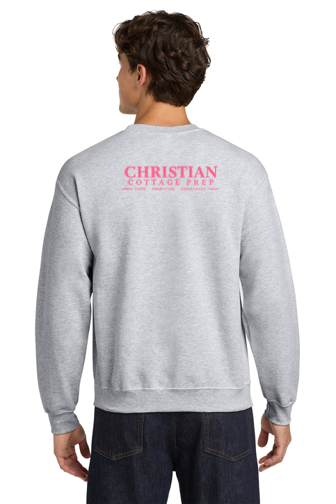 Christian Cottage Prep Pink Logo Left Chest Front / Full Back Sweatshirt