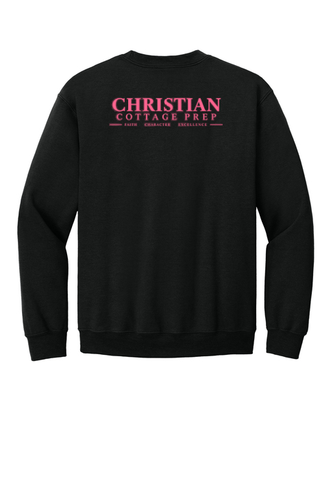 Christian Cottage Prep Pink Logo Left Chest Front / Full Back Sweatshirt
