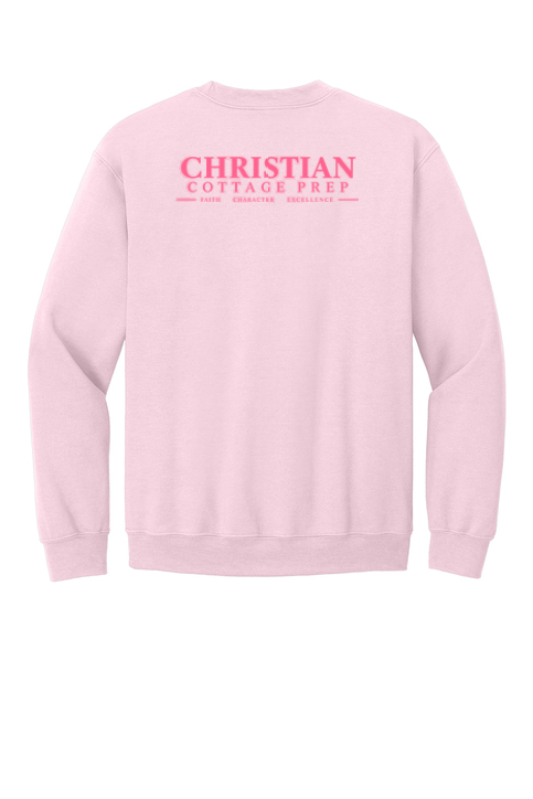 Christian Cottage Prep Pink Logo Left Chest Front / Full Back Sweatshirt