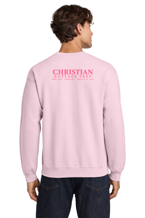 Christian Cottage Prep Pink Logo Left Chest Front / Full Back Sweatshirt