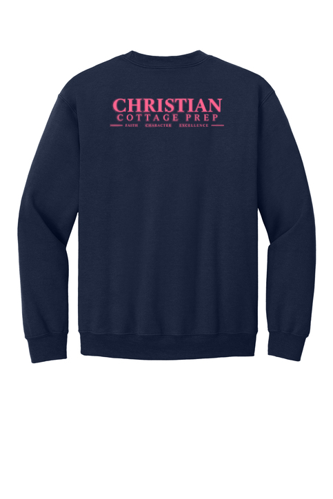 Christian Cottage Prep Pink Logo Left Chest Front / Full Back Sweatshirt