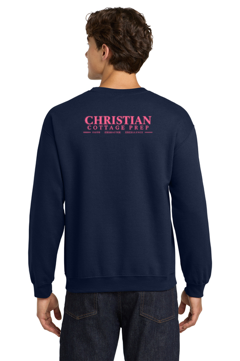 Christian Cottage Prep Pink Logo Left Chest Front / Full Back Sweatshirt