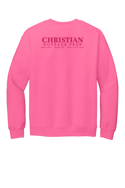 Christian Cottage Prep Pink Logo Left Chest Front / Full Back Sweatshirt