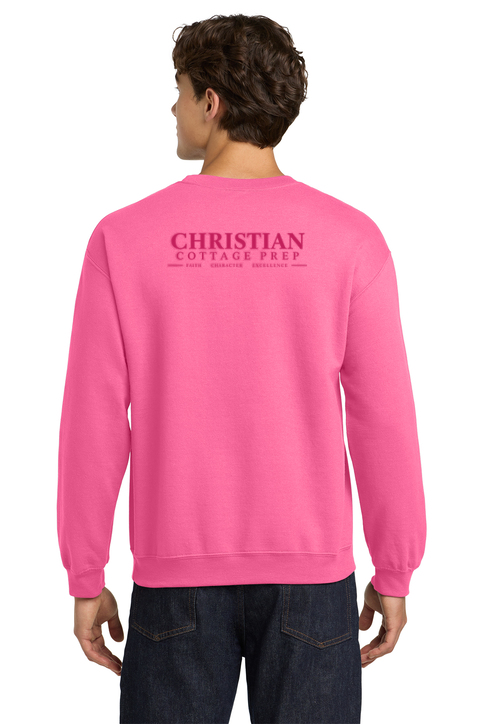 Christian Cottage Prep Pink Logo Left Chest Front / Full Back Sweatshirt