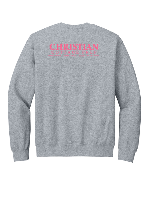 Christian Cottage Prep Pink Logo Left Chest Front / Full Back Sweatshirt