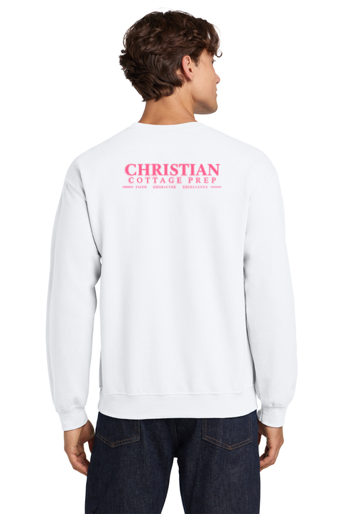 Christian Cottage Prep Pink Logo Left Chest Front / Full Back Sweatshirt