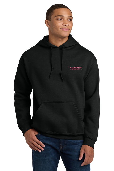 Christian Cottage Prep Pink Logo Left Chest Front / Full Back Hooded Sweatshirt