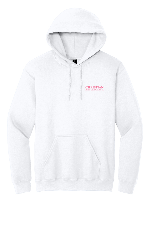 Christian Cottage Prep Pink Logo Left Chest Front / Full Back Hooded Sweatshirt