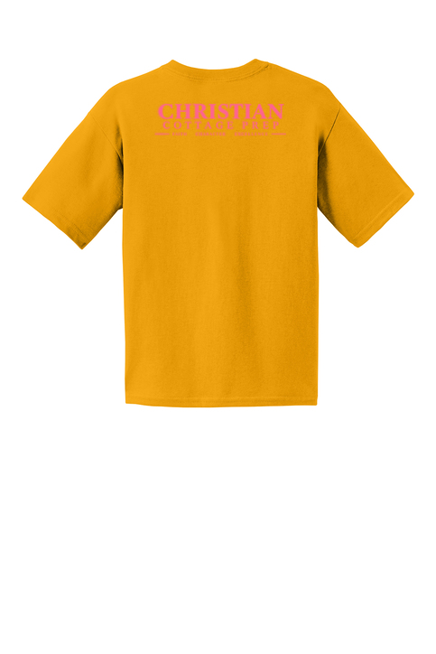 Christian Cottage Prep Youth Pink Logo Full Chest Two Sided T-Shirt