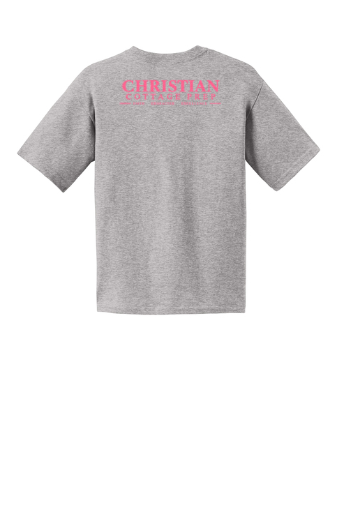 Christian Cottage Prep Youth Pink Logo Full Chest Two Sided T-Shirt