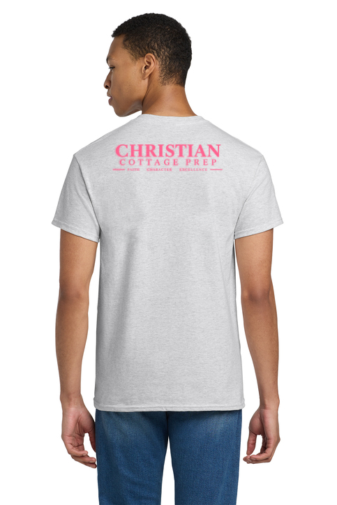 Christian Cottage Prep Pink Logo Left Chest Front / Full Back T-Shirt