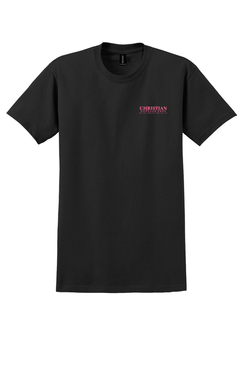 Christian Cottage Prep Pink Logo Left Chest Front / Full Back T-Shirt