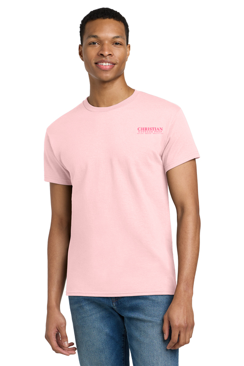 Christian Cottage Prep Pink Logo Left Chest Front / Full Back T-Shirt