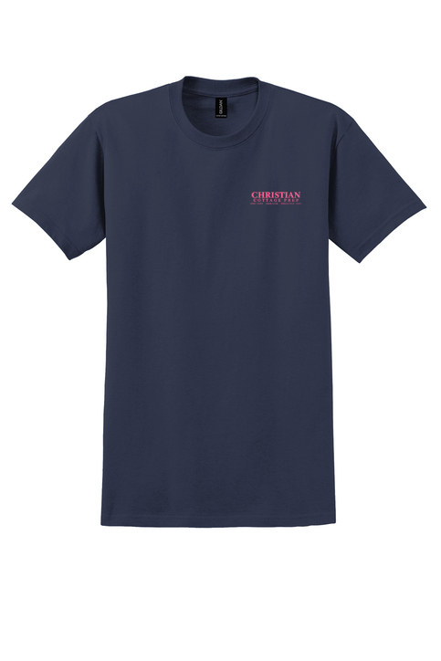 Christian Cottage Prep Pink Logo Full Chest Two Sided T-Shirt