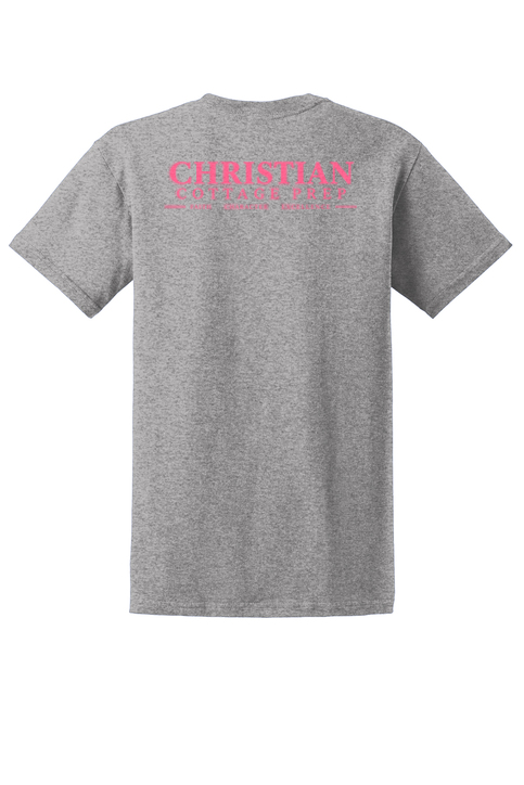 Christian Cottage Prep Pink Logo Left Chest Front / Full Back T-Shirt