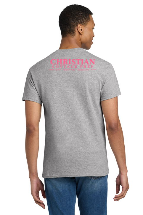 Christian Cottage Prep Pink Logo Left Chest Front / Full Back T-Shirt