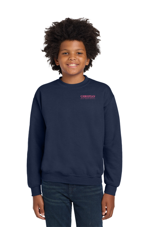 Christian Cottage Prep Youth Pink Logo Left Chest Sweatshirt