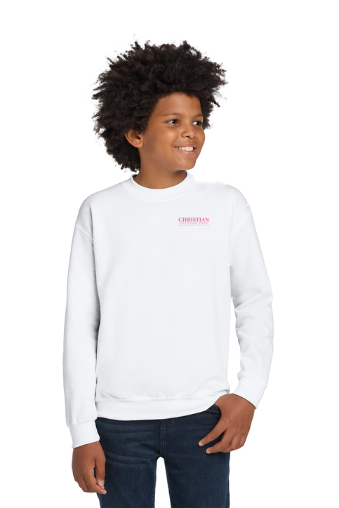 Christian Cottage Prep Youth Pink Logo Left Chest Sweatshirt