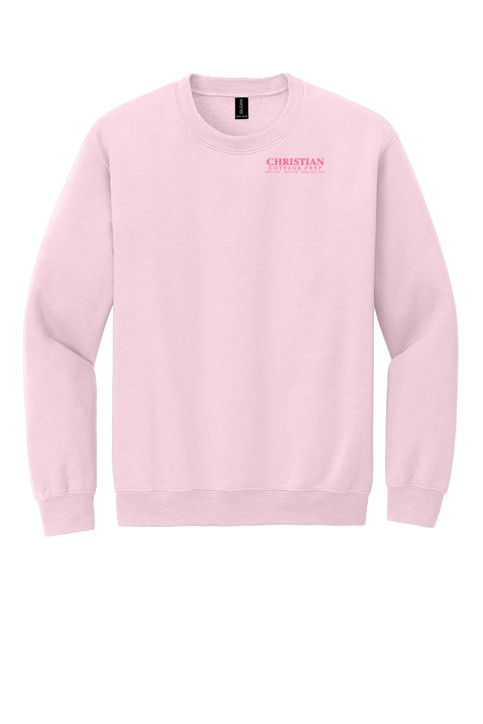 Christian Cottage Prep Pink Logo Left Chest Sweatshirt