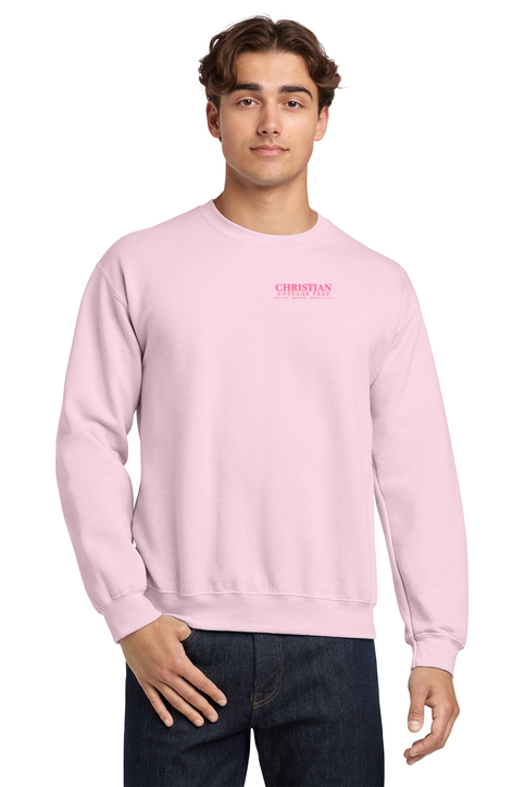 Christian Cottage Prep Pink Logo Left Chest Sweatshirt