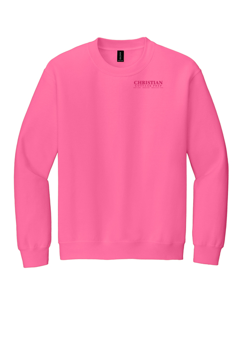 Christian Cottage Prep Pink Logo Left Chest Sweatshirt