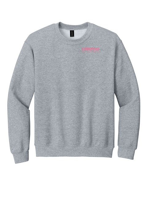 Christian Cottage Prep Pink Logo Left Chest Sweatshirt
