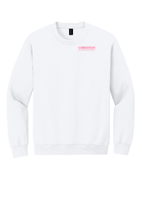 Christian Cottage Prep Pink Logo Left Chest Sweatshirt