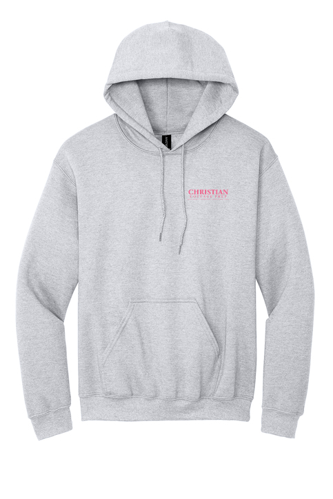 Christian Cottage Prep Pink Logo Left Chest Hooded Sweatshirt