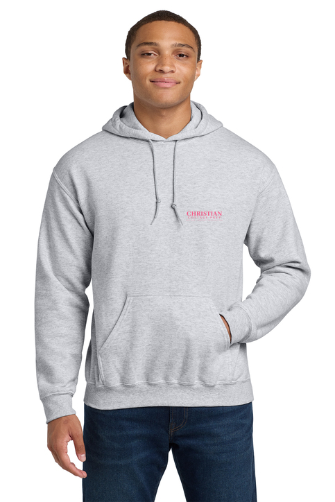 Christian Cottage Prep Pink Logo Left Chest Hooded Sweatshirt
