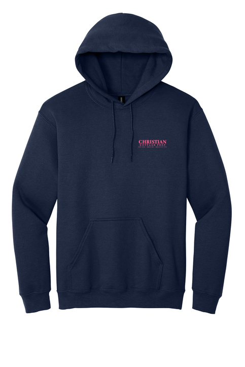 Christian Cottage Prep Pink Logo Left Chest Hooded Sweatshirt
